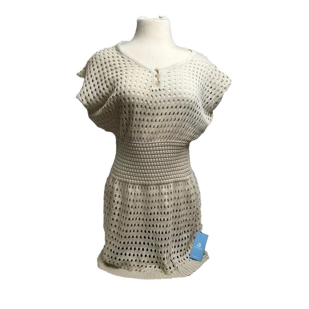 CUPSHE Womens Size S Boho Crochet Sweater Swim Suit Cover Sinch Waist baby doll